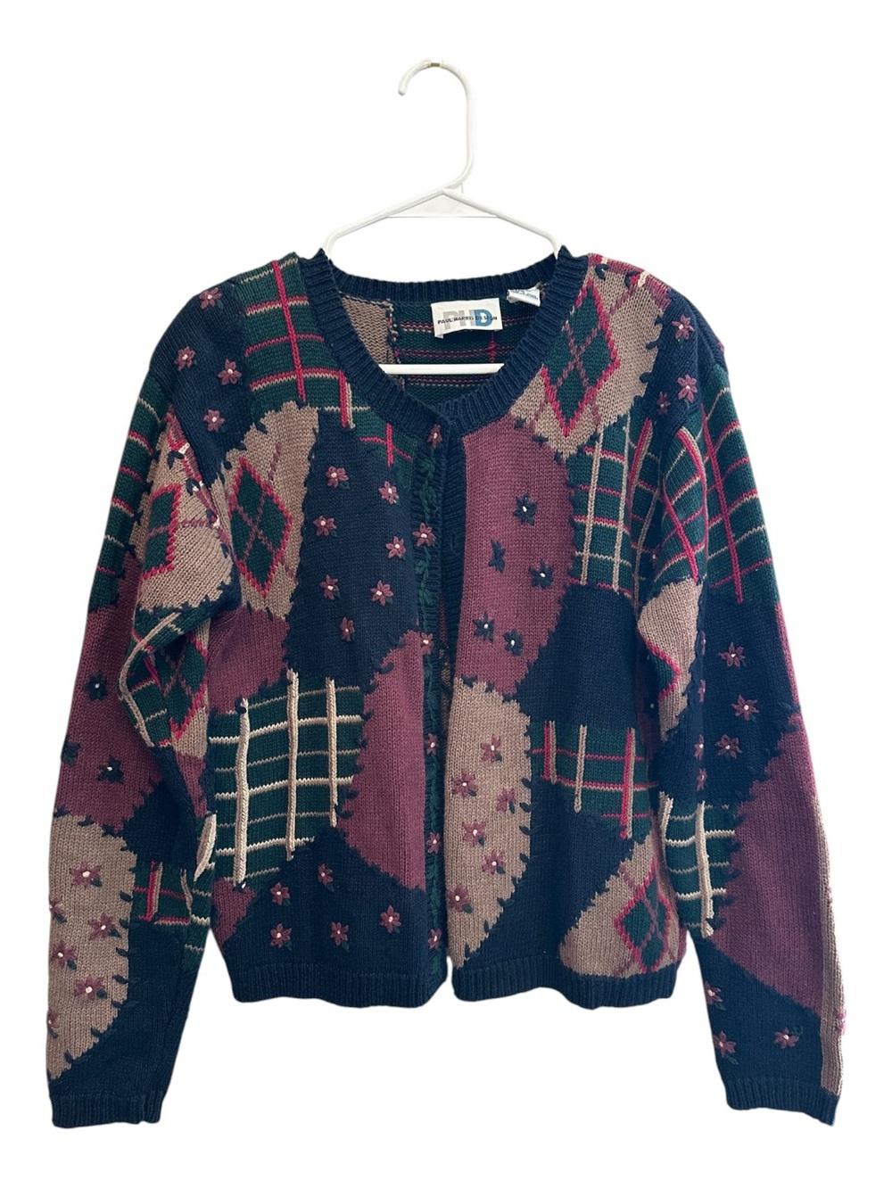 Vintage 90’s Paul Harris Design Patchwork/Floral Design Cardigan Size Small